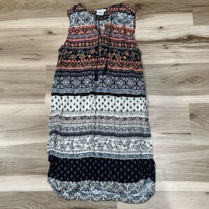Beach Lunch Lounge Women's Boho Multicolor Pattern Shift Dress Women’s Small